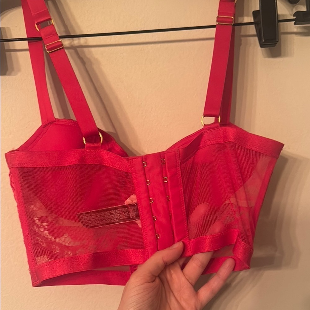 Victoria's Secret Red Lace Bustier Bra - Picture 3 of 3